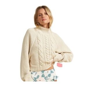 Elie Tahari Medium Wool Blend Cable Knit Sweater Relaxed Dolman Long Sleeve Norm